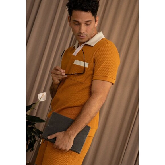 NWT Dandy Del Mar The Cannes Waffle Knit Shirt Burnt Sienna Size Large - Picture 3 of 10